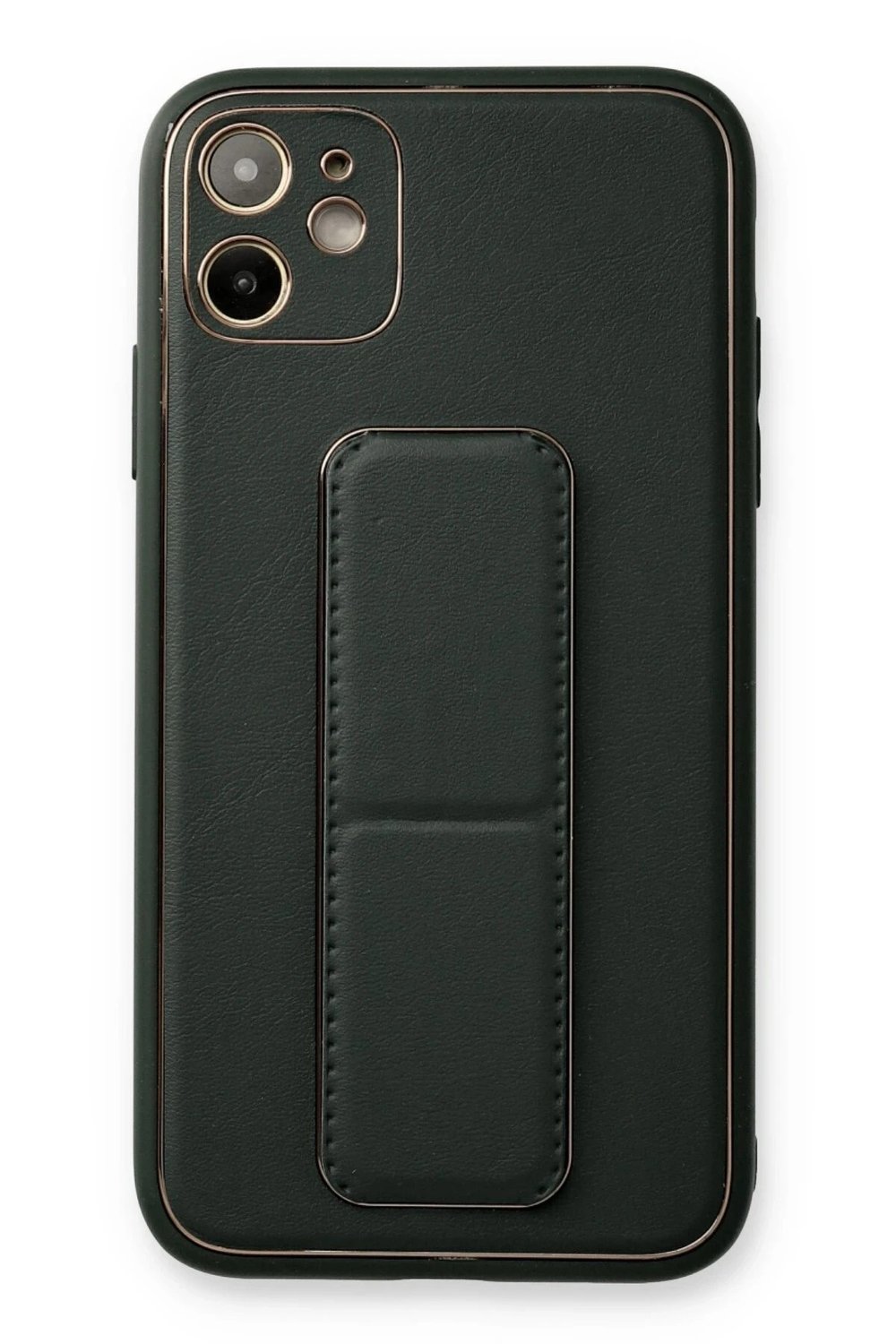 Mey İthalat®  iPhone 12 Kılıf Coco Deri Standlı Kapak - Füme
