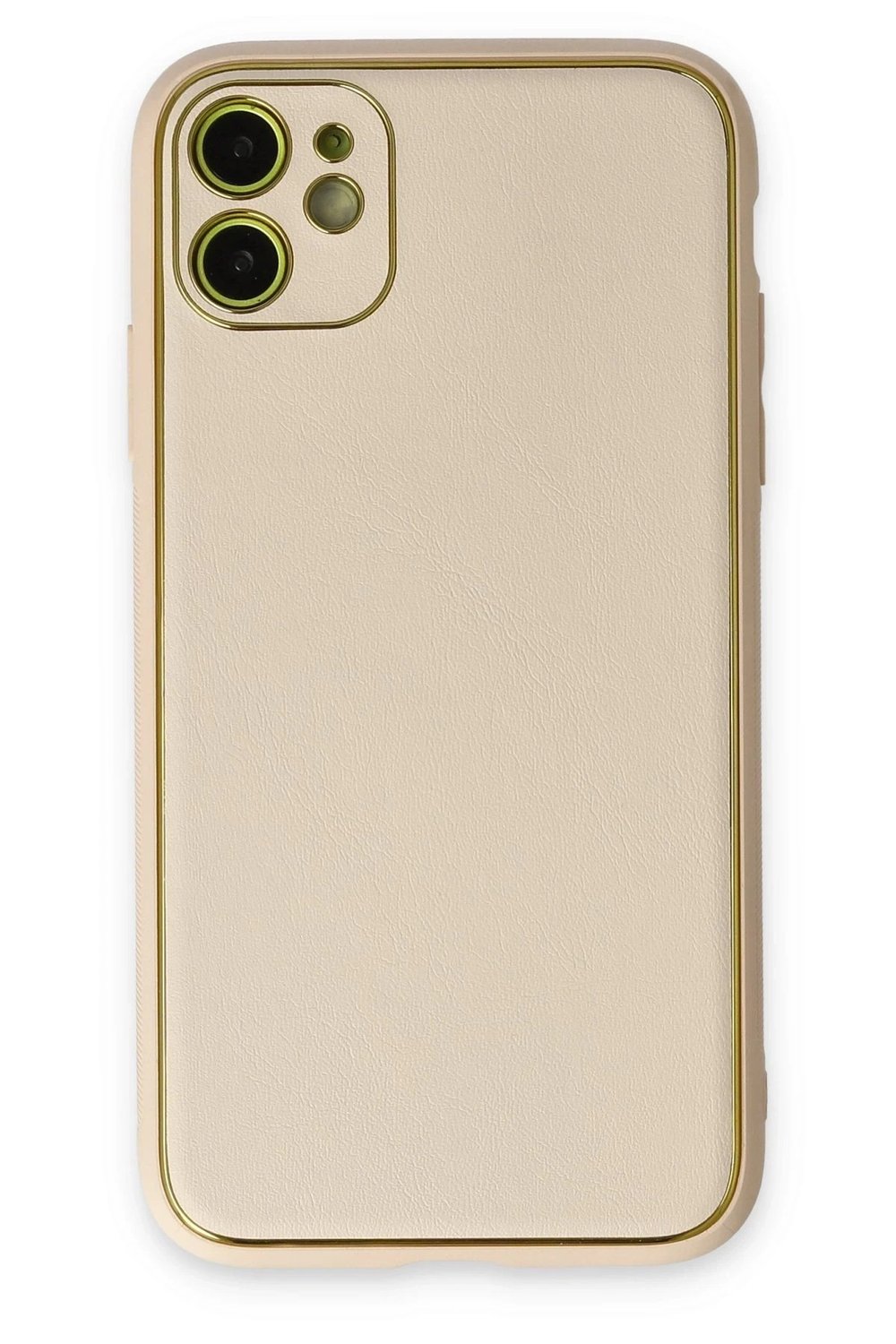 Mey İthalat®  iPhone 12 Kılıf Coco Deri Silikon Kapak - Gold