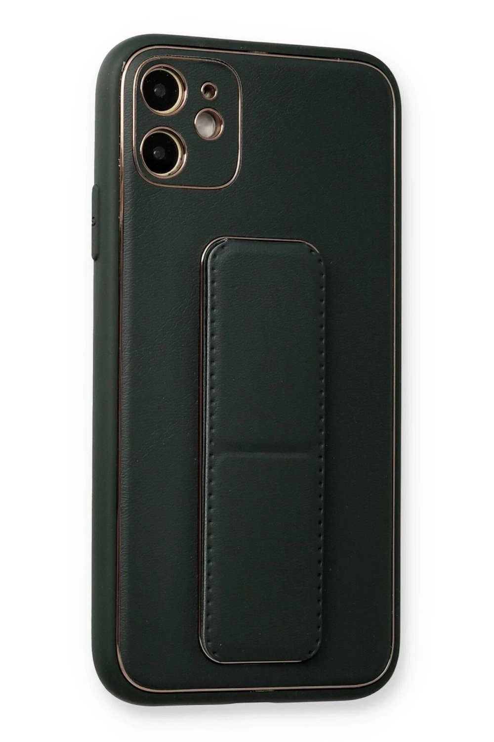 Mey İthalat®  iPhone 12 Kılıf Coco Deri Standlı Kapak - Füme