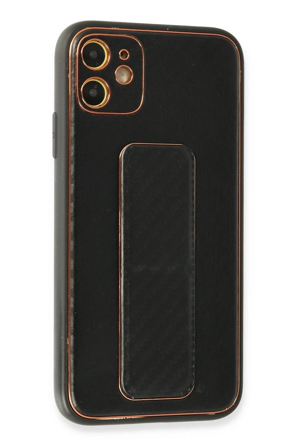 Mey İthalat®  iPhone 12 Kılıf Coco Karbon Standlı Kapak - Siyah
