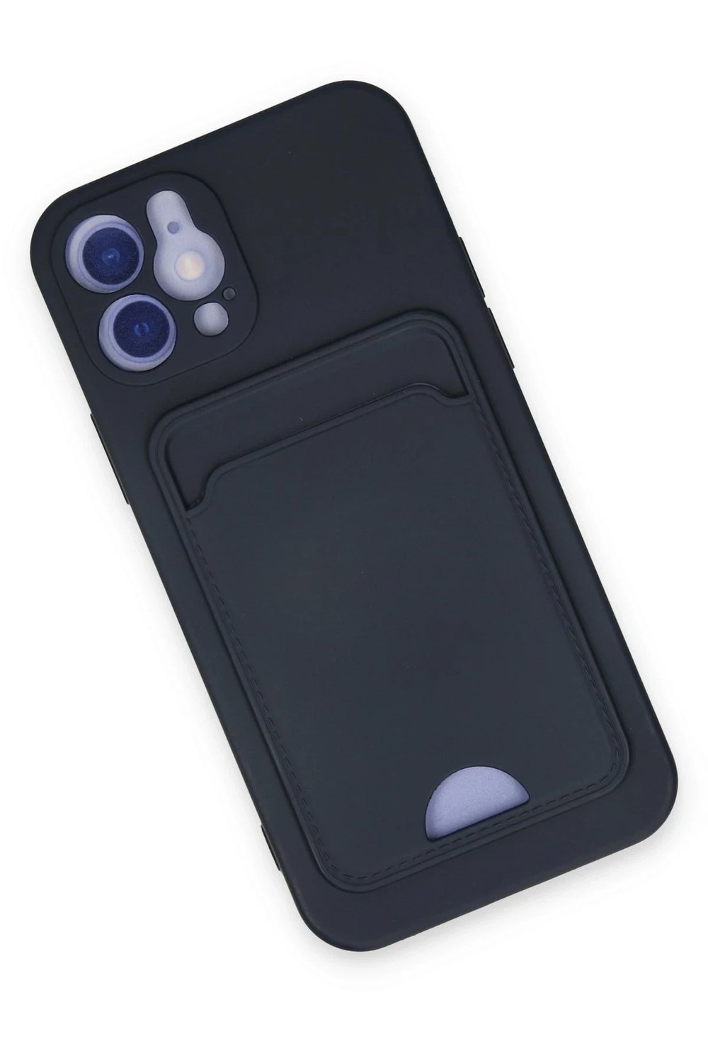 Mey İthalat®  iPhone 12 Kılıf Kelvin Kartvizitli Silikon - Lacivert