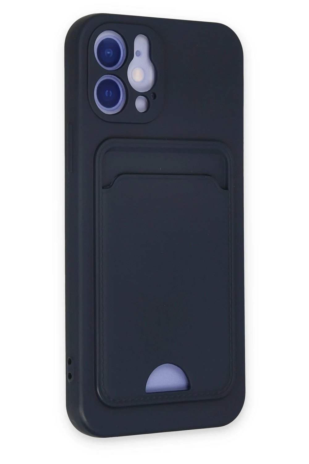 Mey İthalat®  iPhone 12 Kılıf Kelvin Kartvizitli Silikon - Lacivert