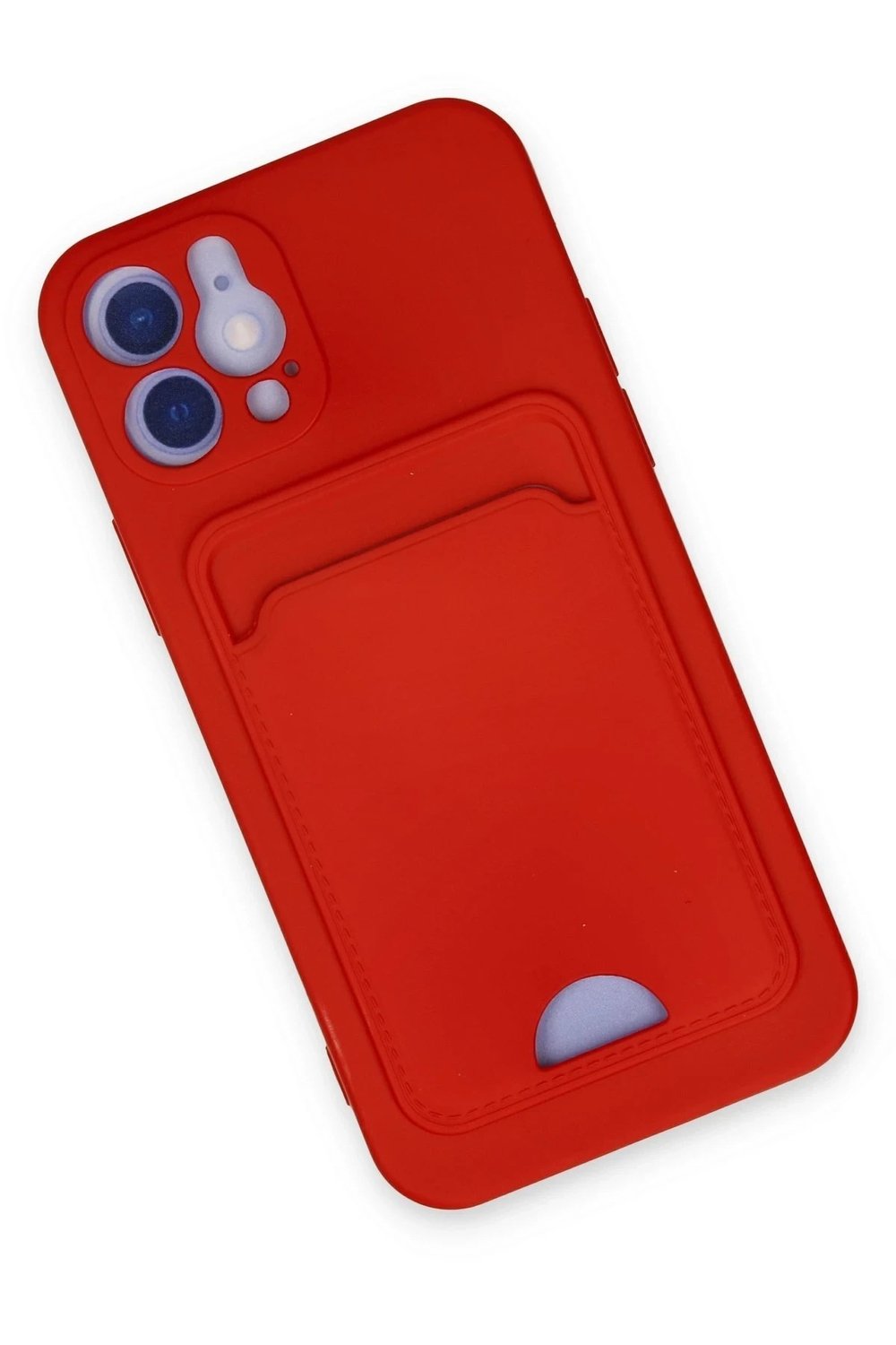 Mey İthalat®  iPhone 12 Kılıf Kelvin Kartvizitli Silikon - Kırmızı