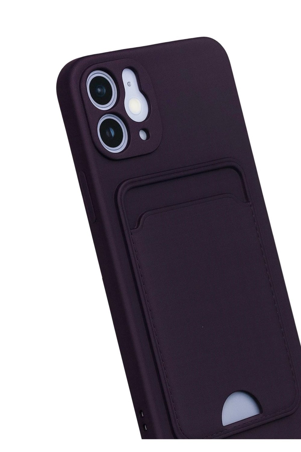Mey İthalat®  iPhone 12 Kılıf Kelvin Kartvizitli Silikon - Derin Mor