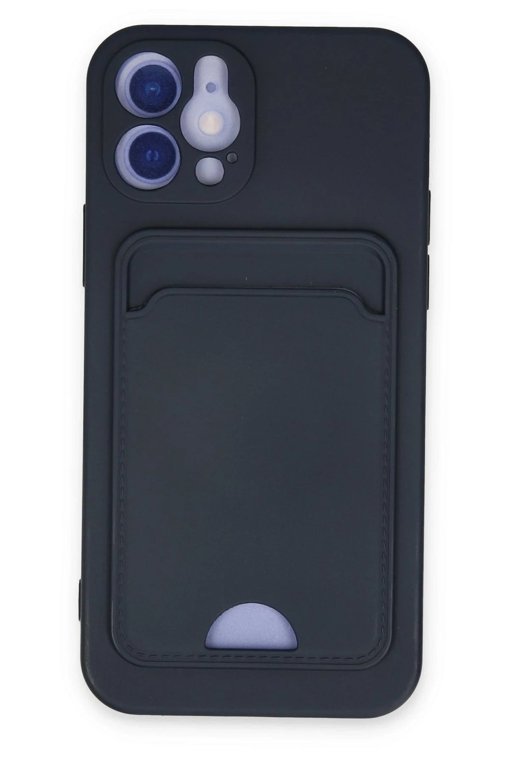 Mey İthalat®  iPhone 12 Kılıf Kelvin Kartvizitli Silikon - Lacivert