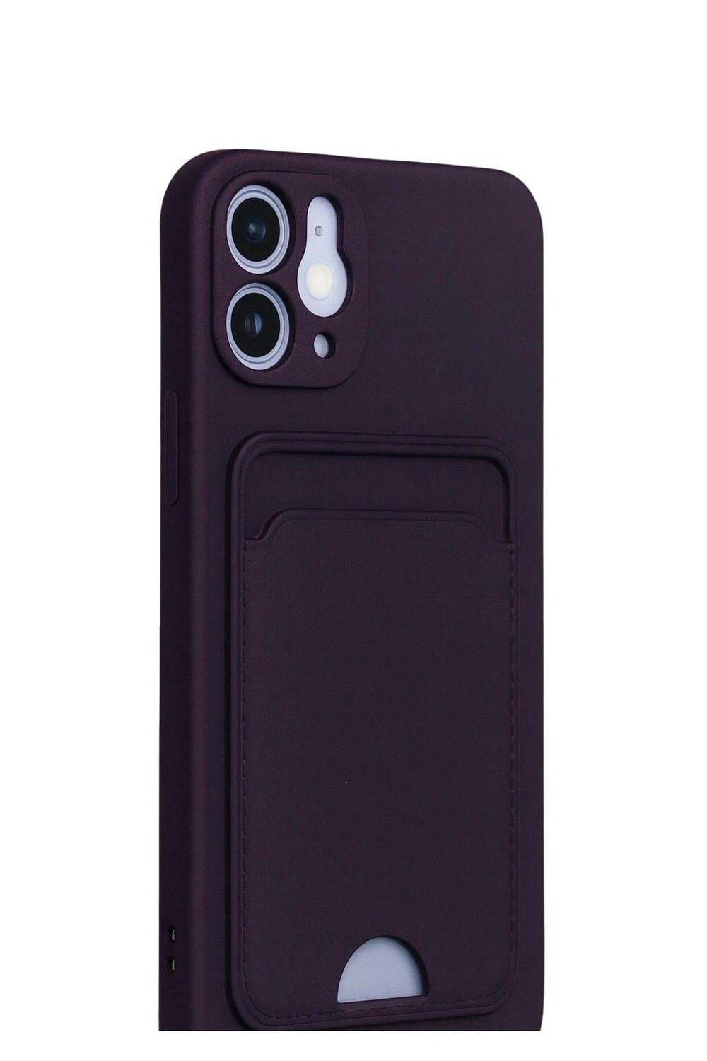 Mey İthalat®  iPhone 12 Kılıf Kelvin Kartvizitli Silikon - Derin Mor