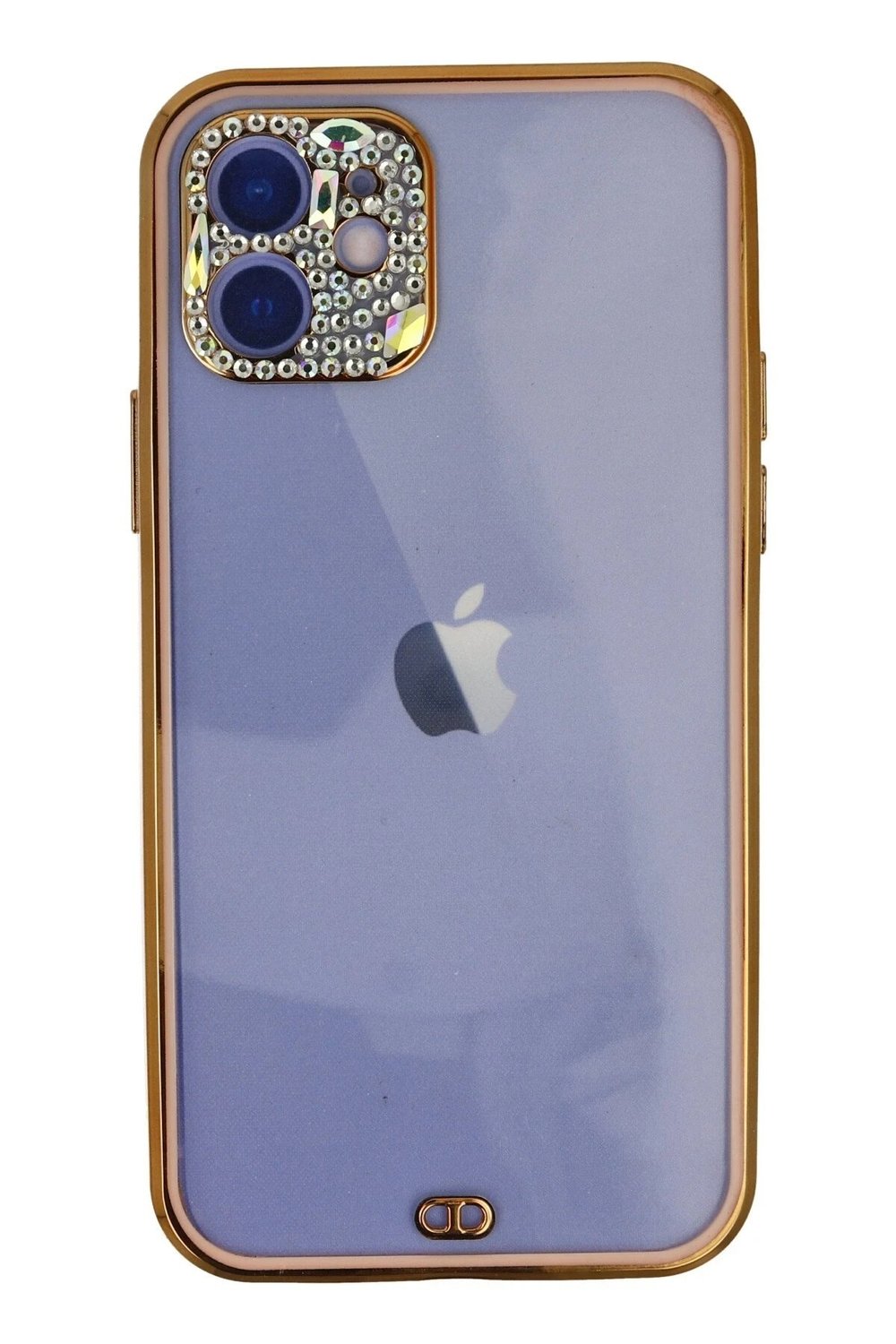 Mey İthalat®  iPhone 12 Kılıf Liva Taşlı Silikon - Pembe