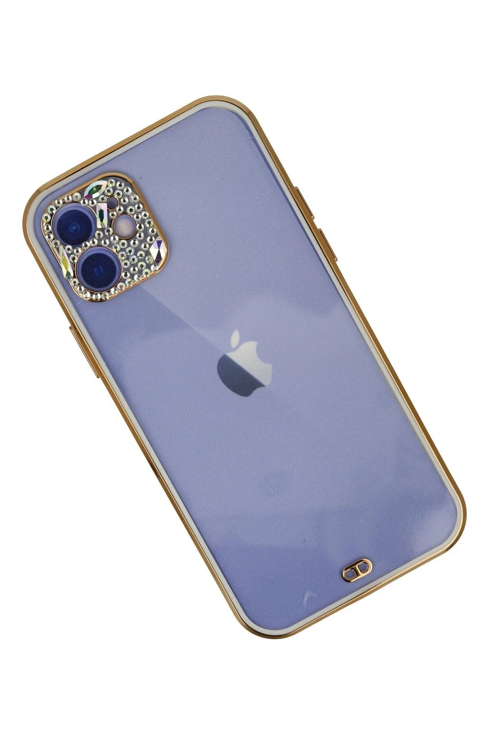 Mey İthalat®  iPhone 12 Kılıf Liva Taşlı Silikon - Beyaz