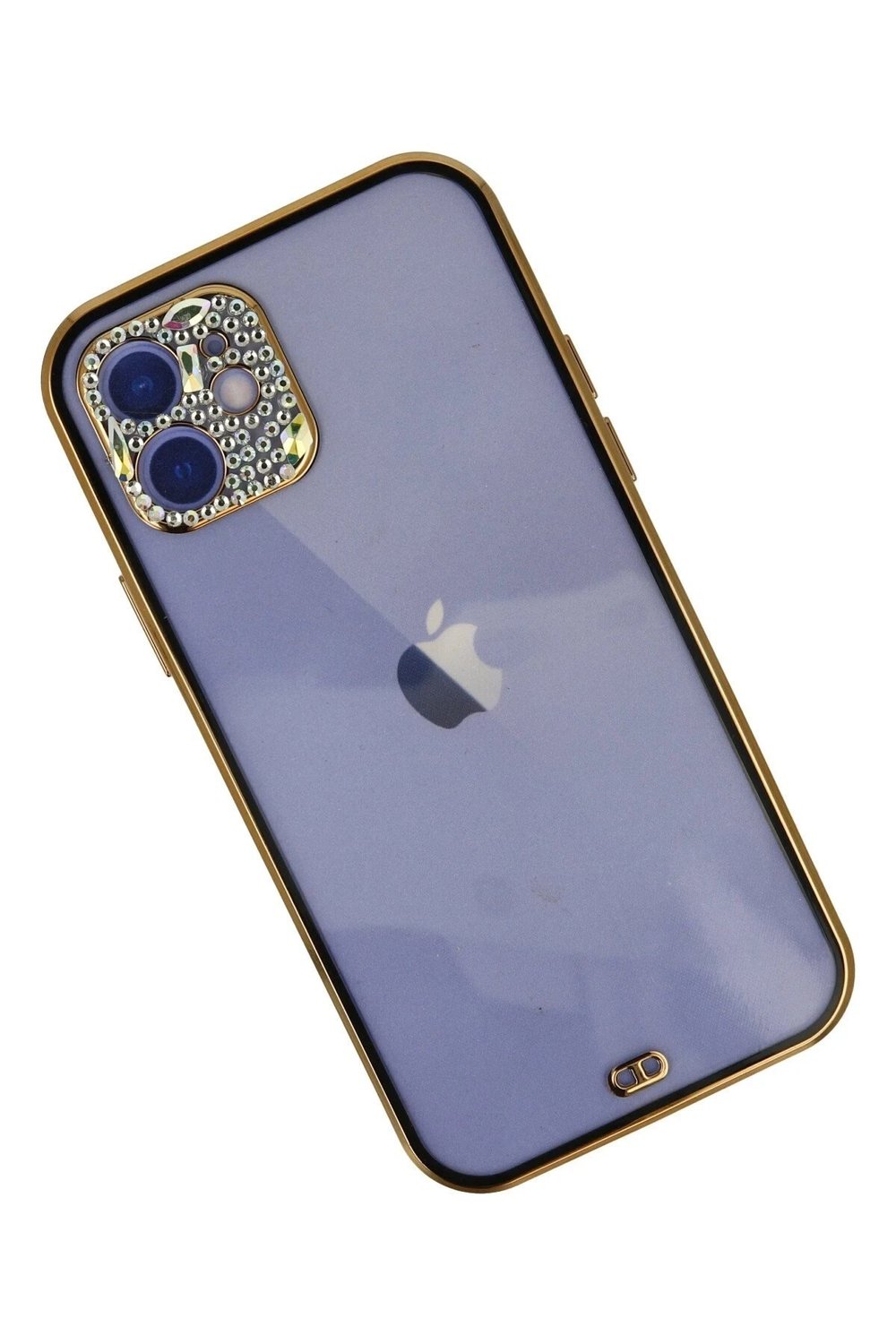 Mey İthalat®  iPhone 12 Kılıf Liva Taşlı Silikon - Siyah