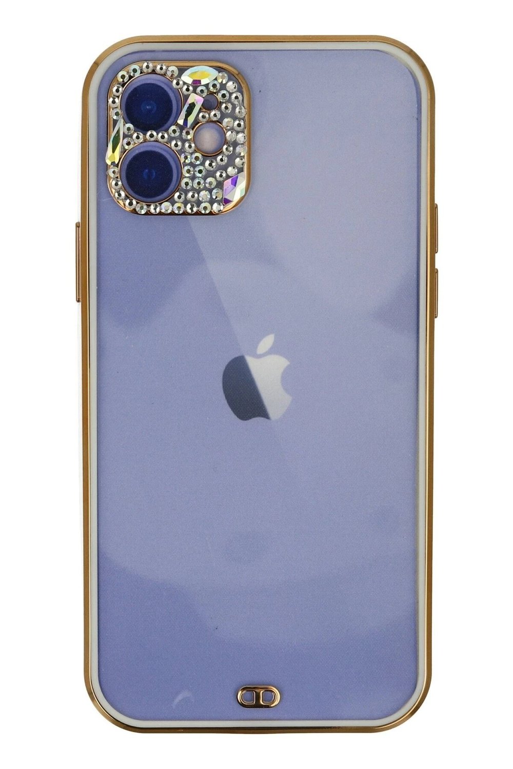 Mey İthalat®  iPhone 12 Kılıf Liva Taşlı Silikon - Beyaz