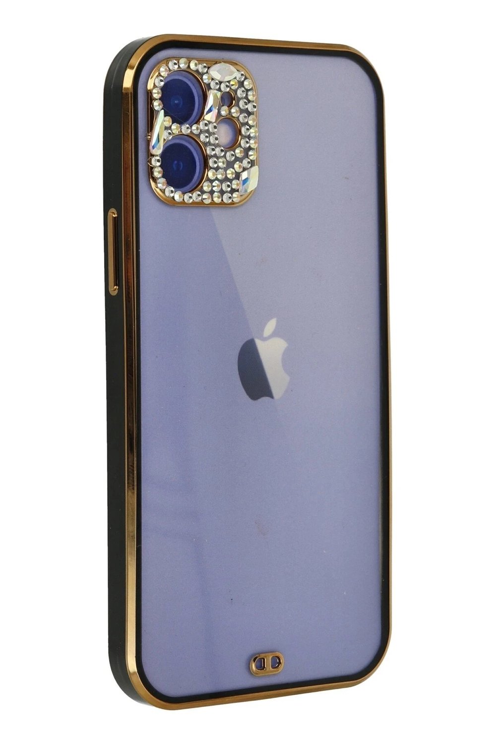 Mey İthalat®  iPhone 12 Kılıf Liva Taşlı Silikon - Siyah