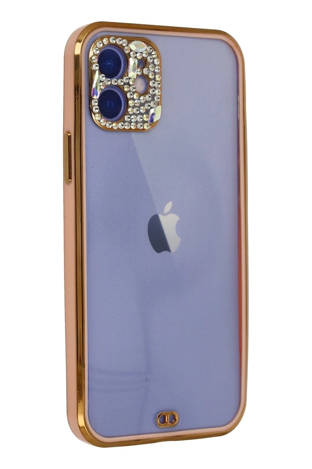 Mey İthalat®  iPhone 12 Kılıf Liva Taşlı Silikon - Pembe