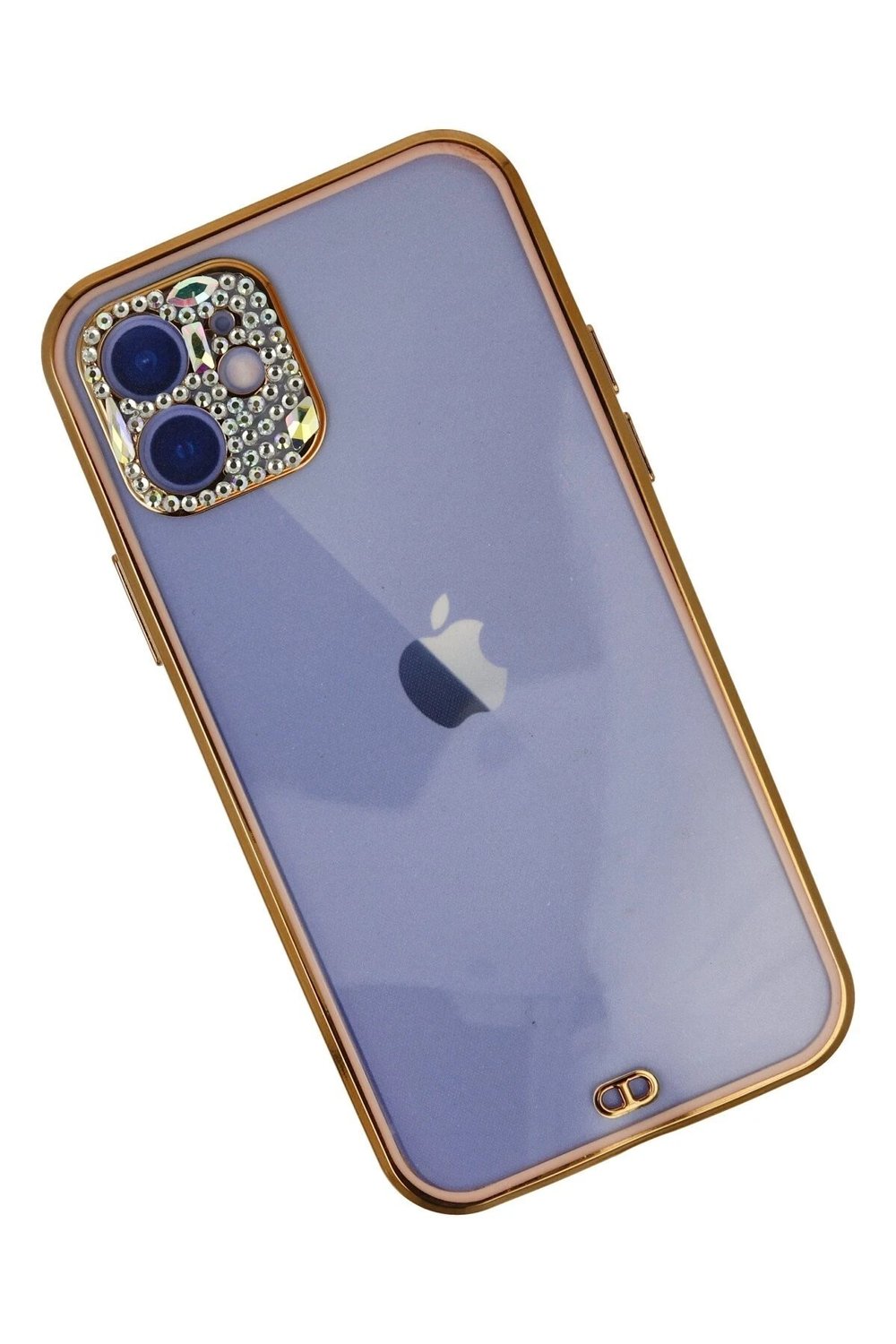 Mey İthalat®  iPhone 12 Kılıf Liva Taşlı Silikon - Pembe