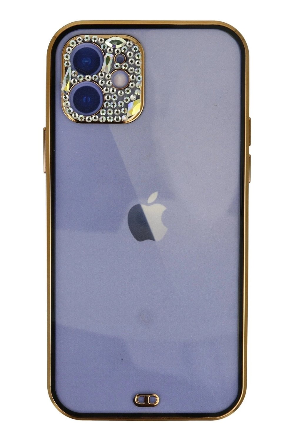 Mey İthalat®  iPhone 12 Kılıf Liva Taşlı Silikon - Siyah