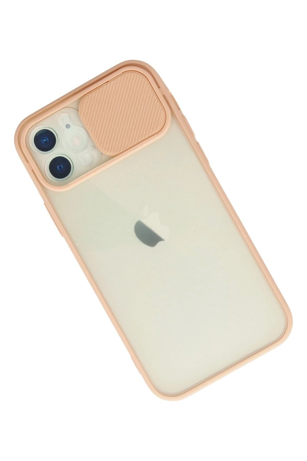 Mey İthalat®  iPhone 12 Kılıf Palm Buzlu Kamera Sürgülü Silikon - Pembe