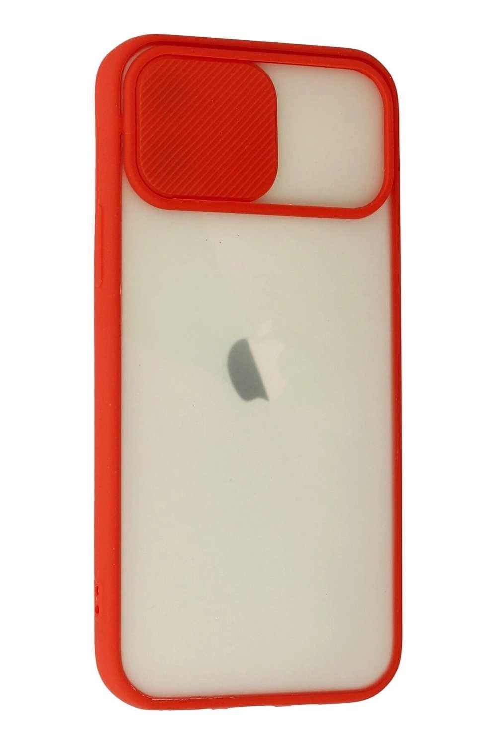 Mey İthalat®  iPhone 12 Kılıf Palm Buzlu Kamera Sürgülü Silikon - Kırmızı