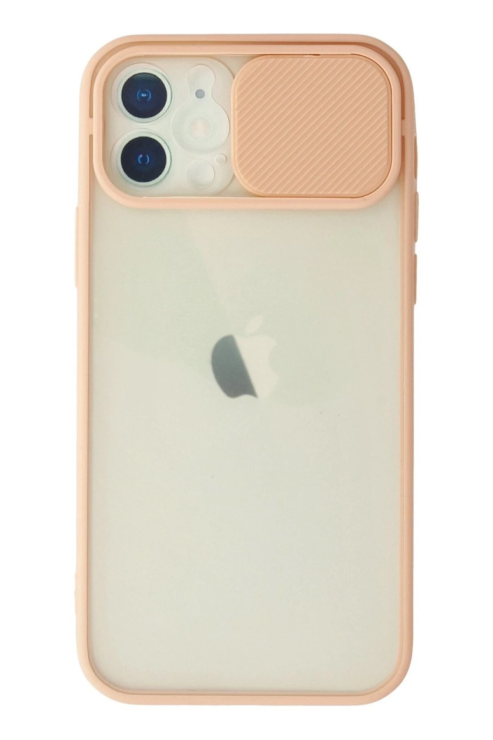 Mey İthalat®  iPhone 12 Kılıf Palm Buzlu Kamera Sürgülü Silikon - Pembe