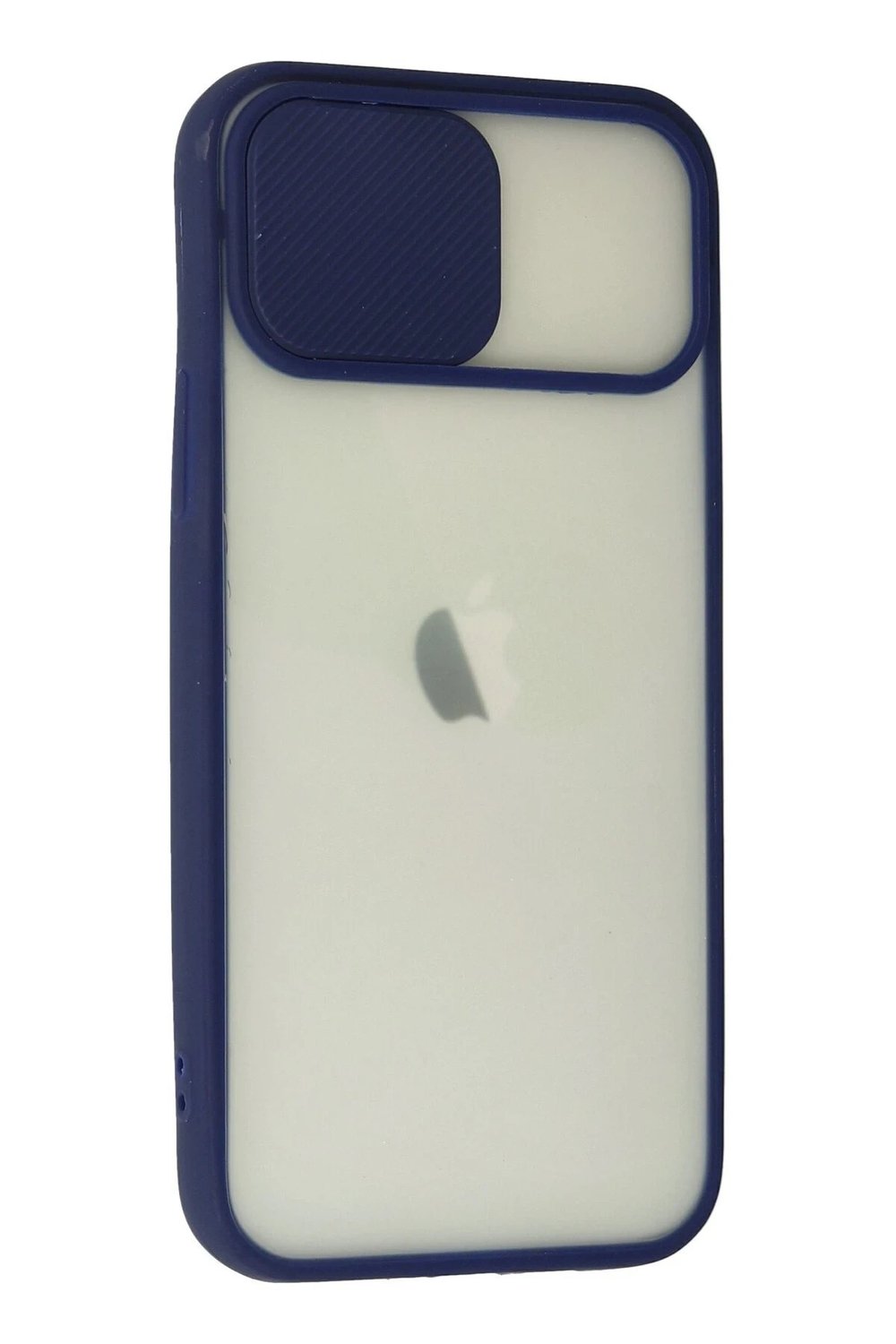 Mey İthalat®  iPhone 12 Kılıf Palm Buzlu Kamera Sürgülü Silikon - Lacivert