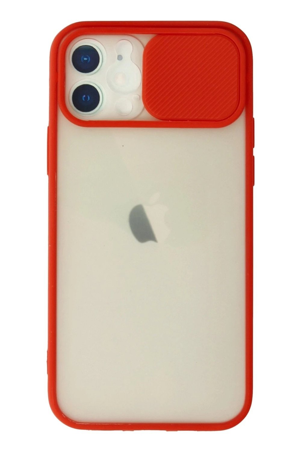 Mey İthalat®  iPhone 12 Kılıf Palm Buzlu Kamera Sürgülü Silikon - Kırmızı