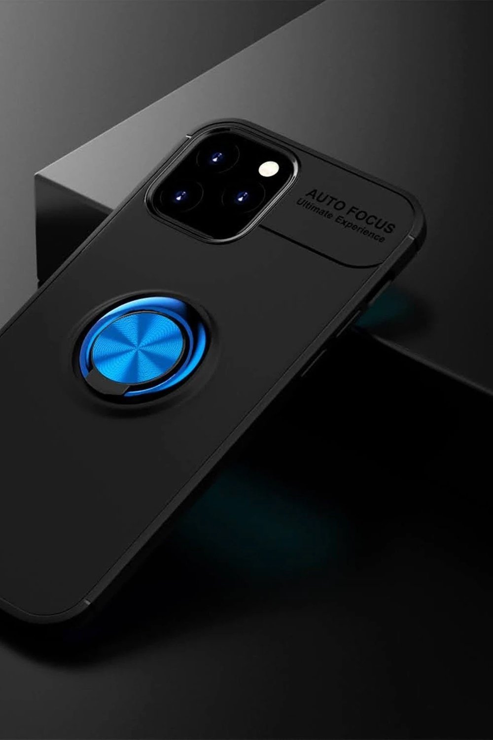 Mey İthalat®  iPhone 12 Kılıf Range Yüzüklü Silikon - Siyah-Mavi