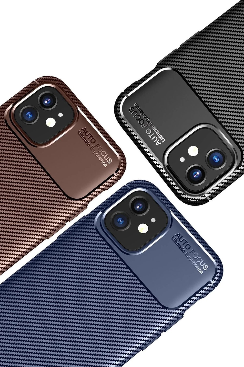 Mey İthalat®  iPhone 12 Mini Kılıf Auto Focus Karbon Kapak - Kahverengi