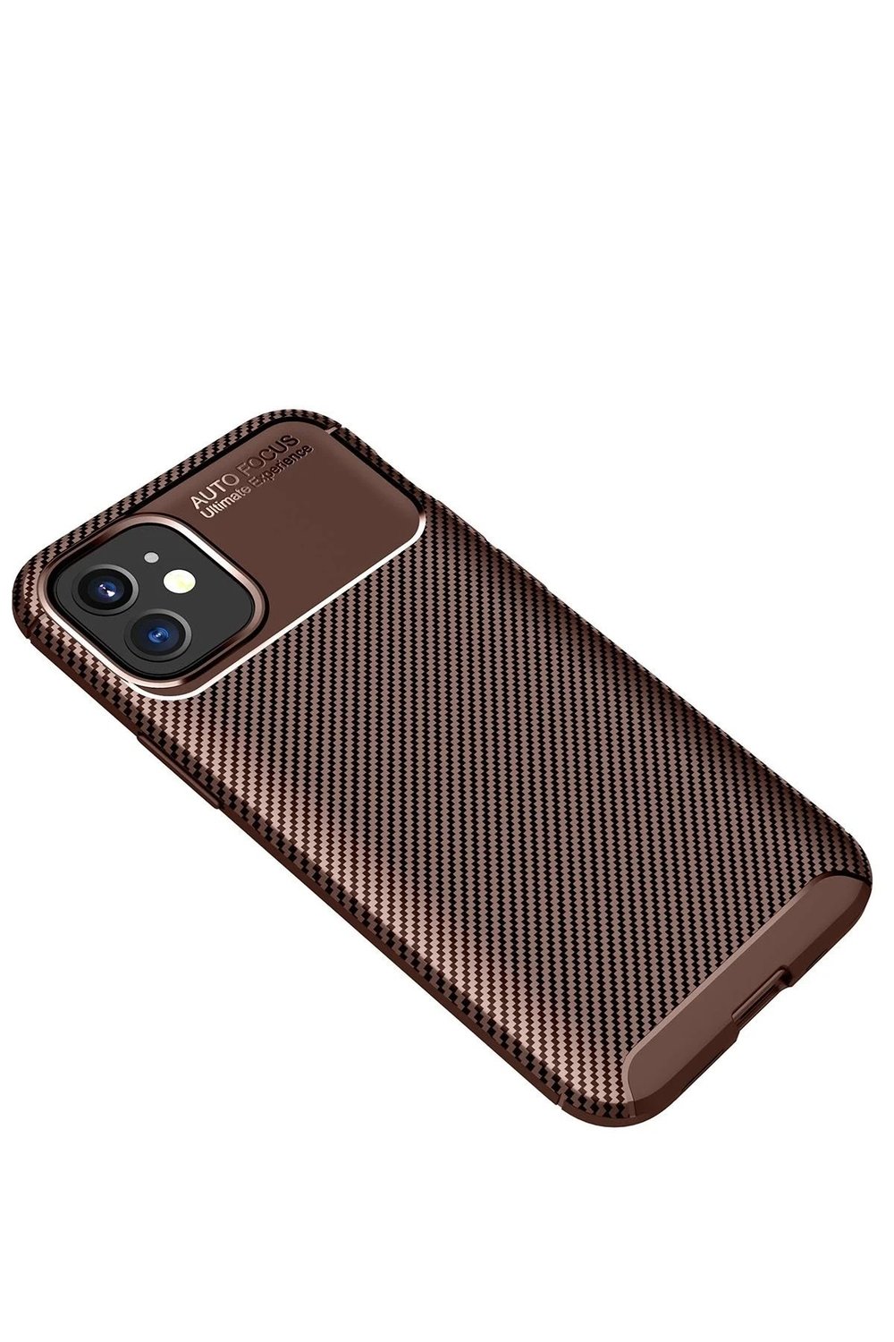 Mey İthalat®  iPhone 12 Mini Kılıf Auto Focus Karbon Kapak - Kahverengi