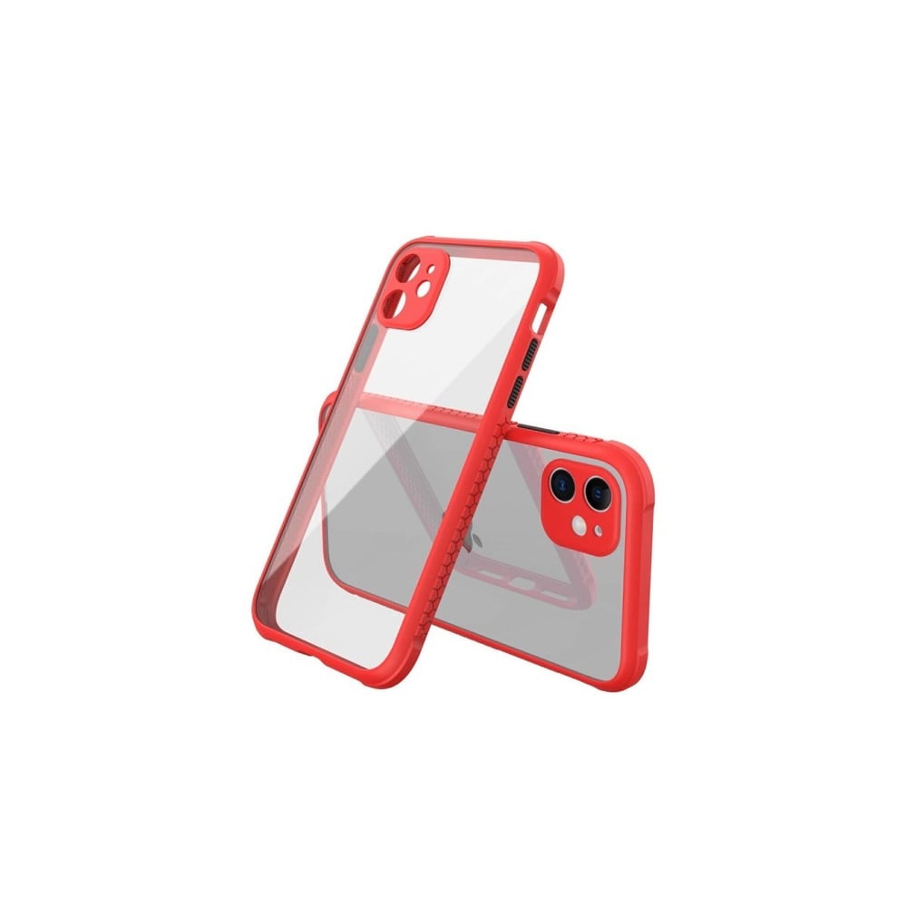 Mey İthalat®  iPhone 12 Mini Kılıf Miami Şeffaf Silikon - Kırmızı