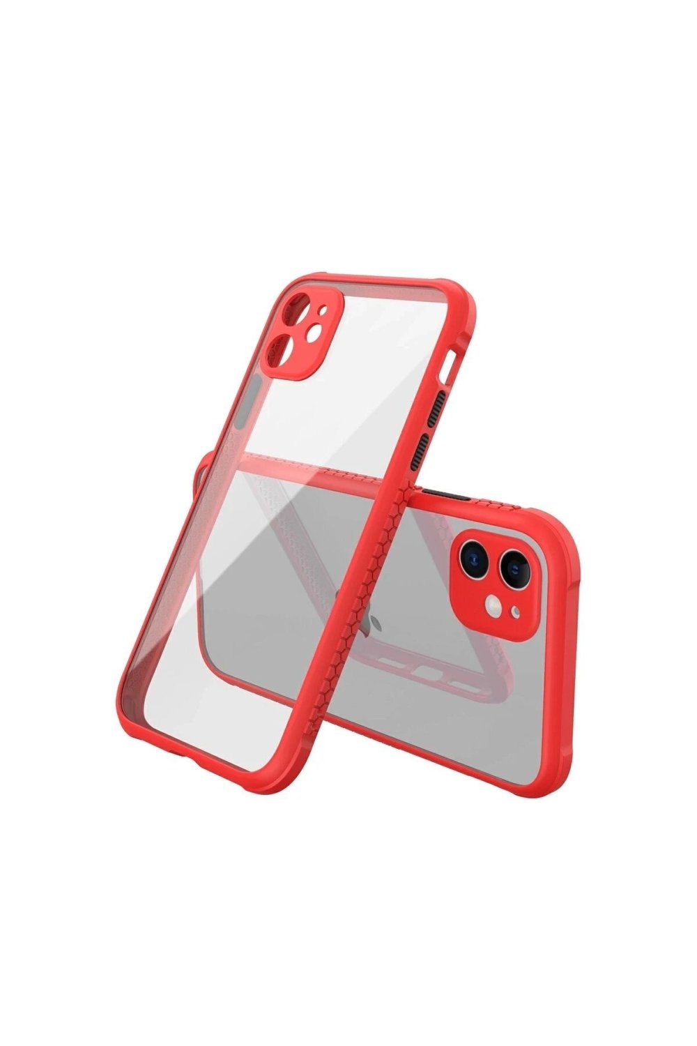 Mey İthalat®  iPhone 12 Mini Kılıf Miami Şeffaf Silikon - Kırmızı
