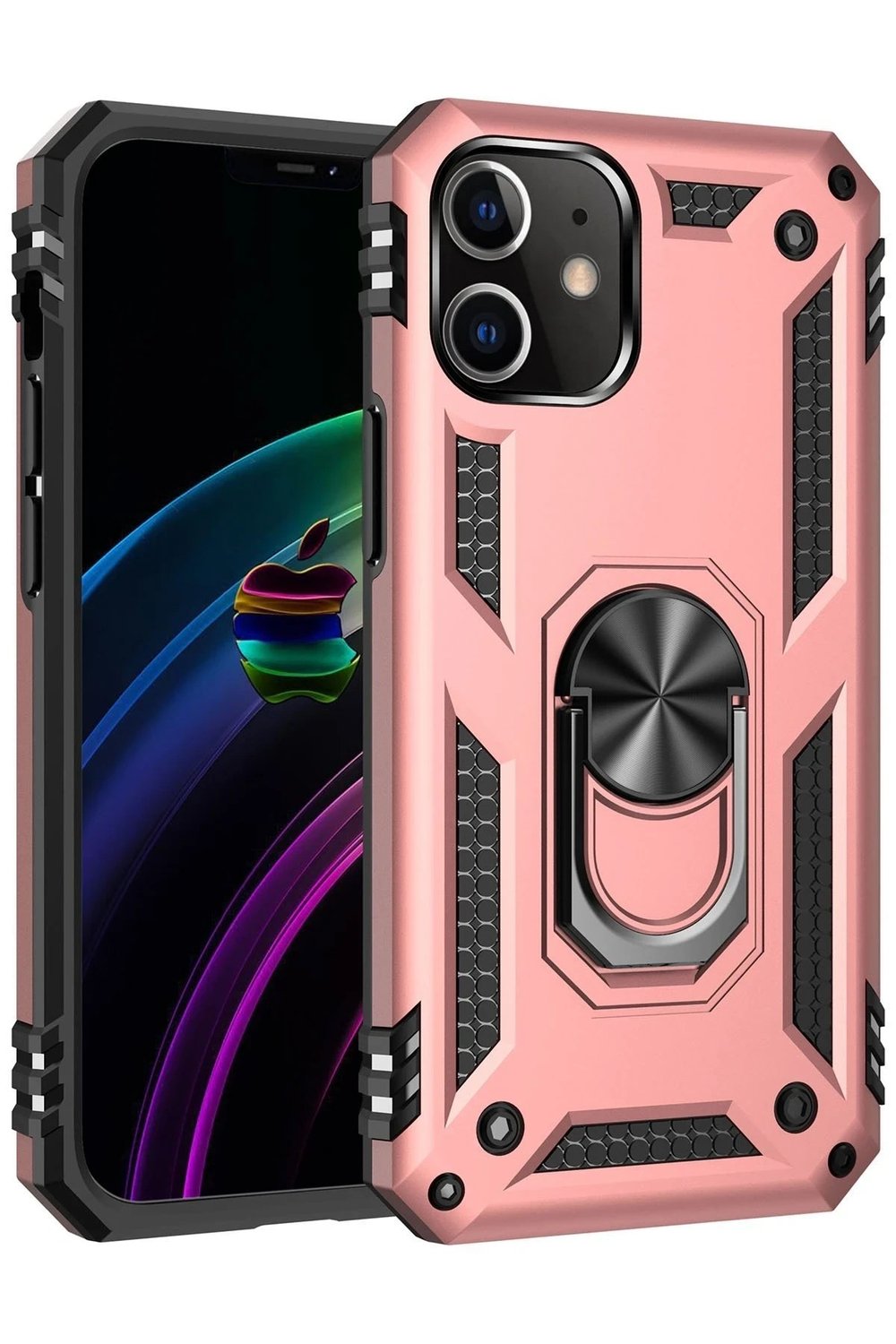 Mey İthalat®  iPhone 12 Mini Kılıf Sofya Yüzüklü Silikon Kapak - Rose