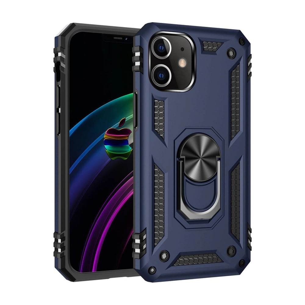 Mey İthalat®  iPhone 12 Mini Kılıf Sofya Yüzüklü Silikon Kapak - Lacivert