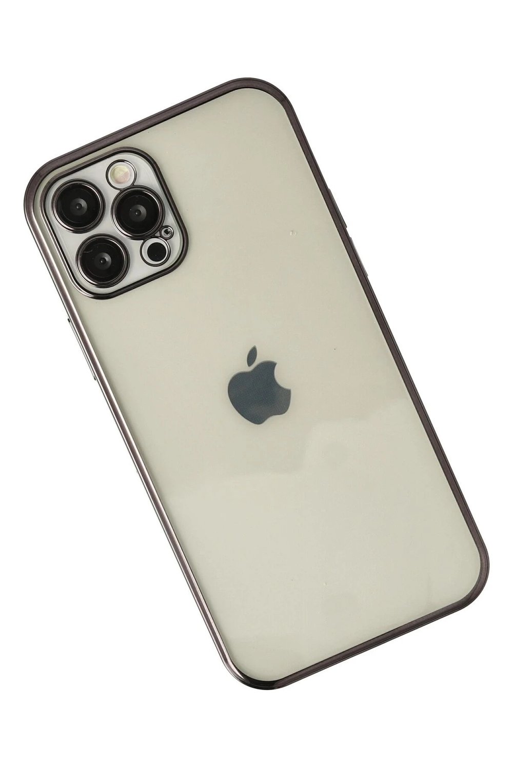 Mey İthalat®  iPhone 12 Pro Kılıf  Lensli Silikon - Siyah