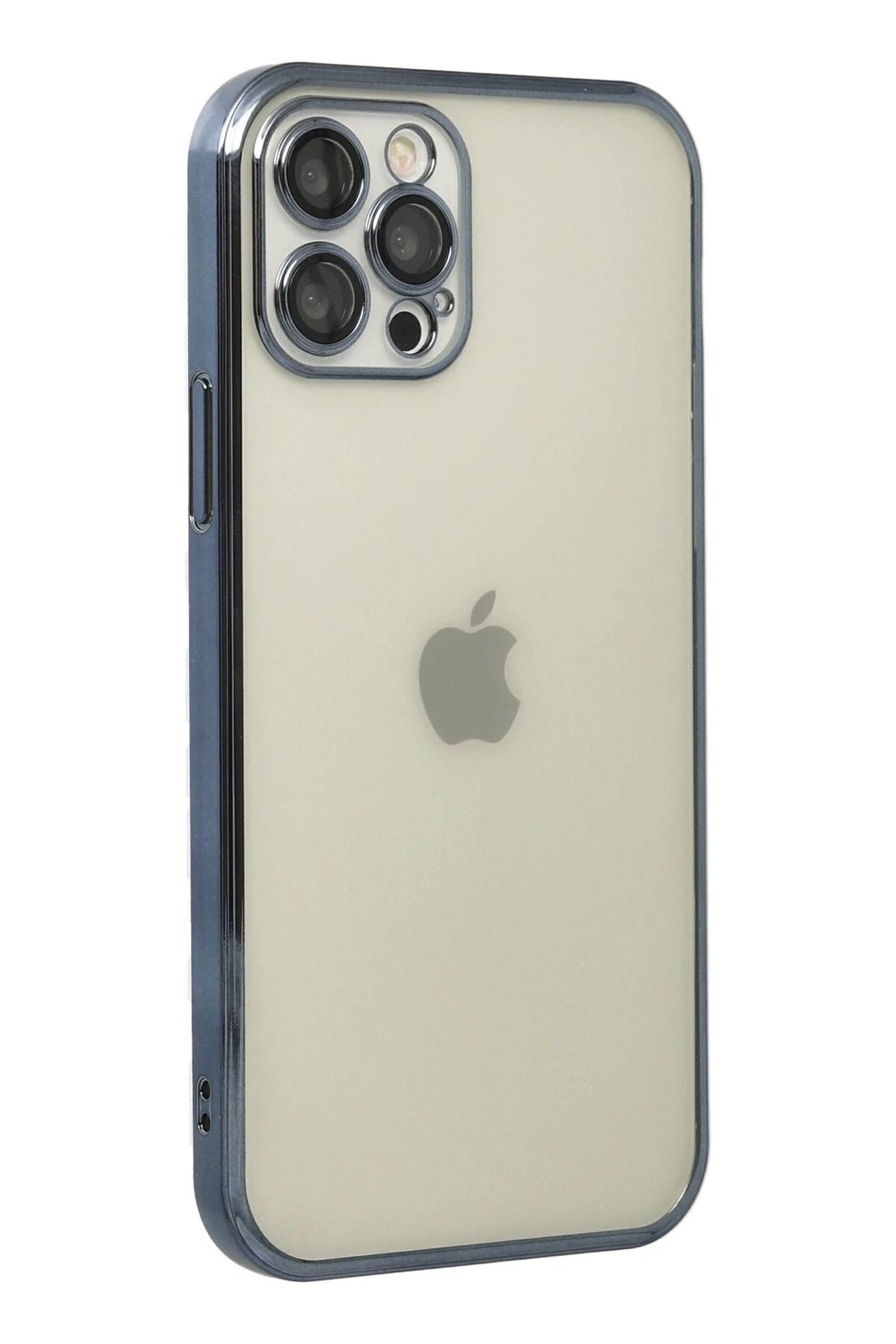 Mey İthalat®  iPhone 12 Pro Kılıf  Lensli Silikon - Lacivert