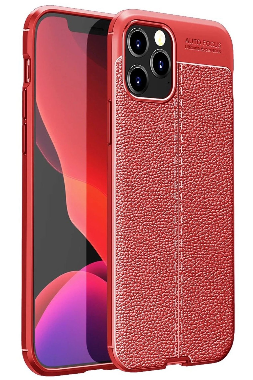 Mey İthalat®  iPhone 12 Pro Kılıf Auto Focus Kapak - Kırmızı