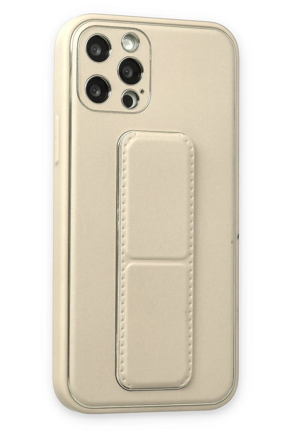 Mey İthalat®  iPhone 12 Pro Kılıf Coco Deri Standlı Kapak - Beyaz