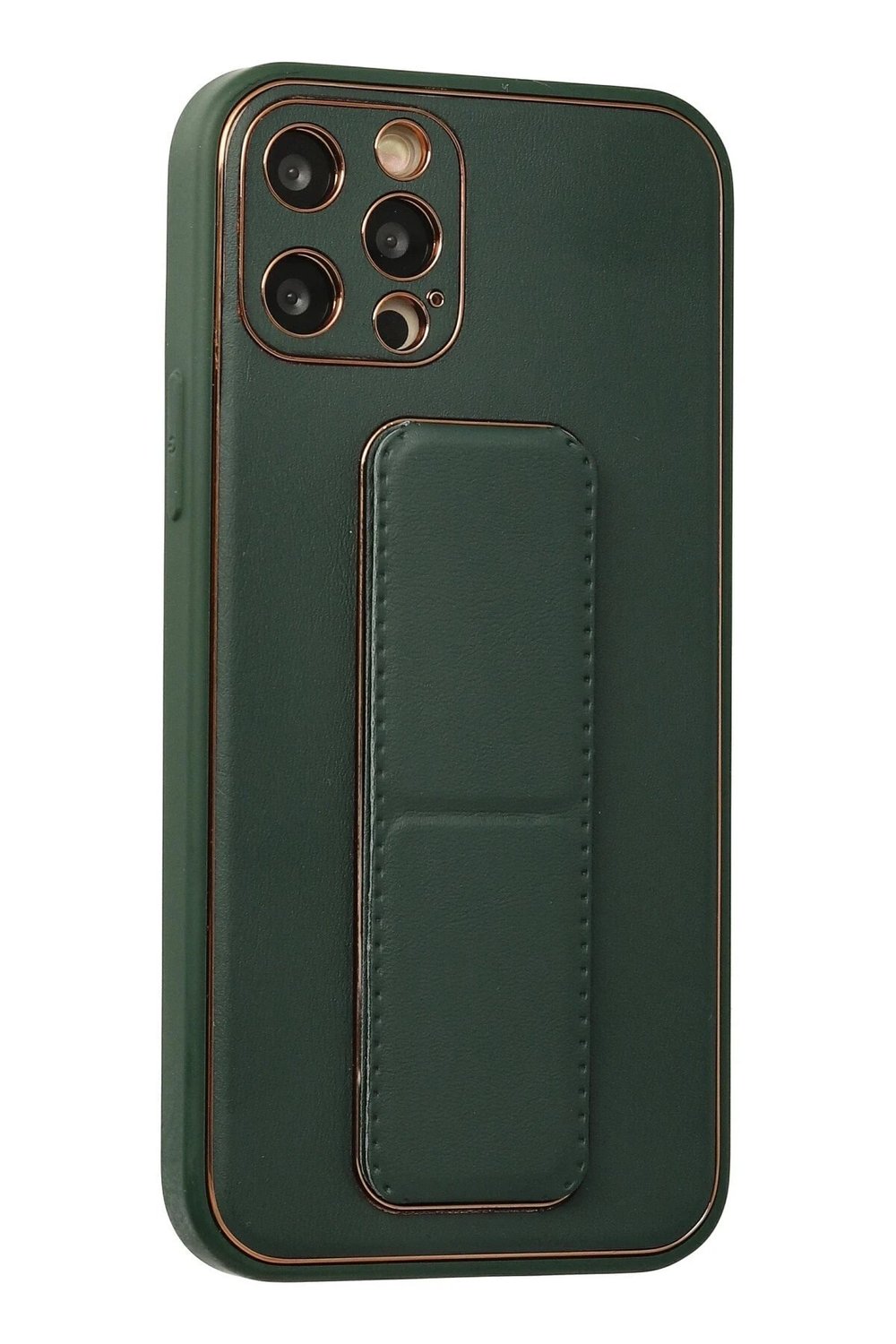 Mey İthalat®  iPhone 12 Pro Kılıf Coco Deri Standlı Kapak - Yeşil