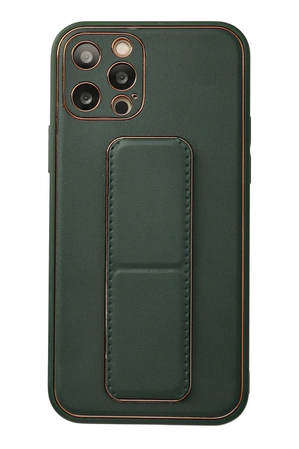 Mey İthalat®  iPhone 12 Pro Kılıf Coco Deri Standlı Kapak - Yeşil