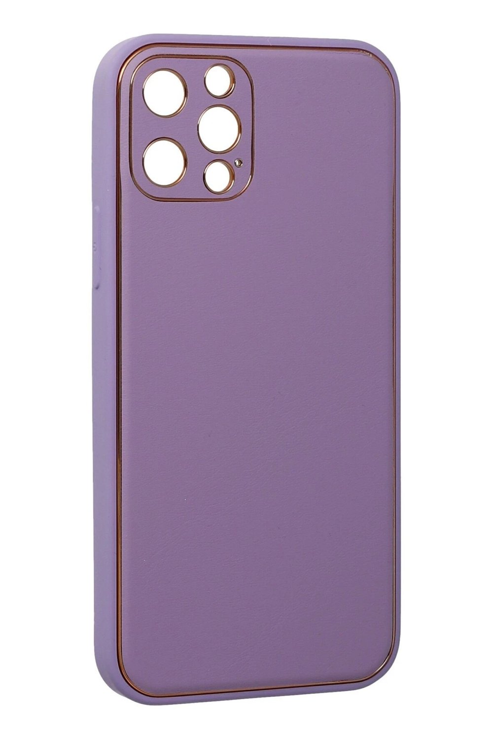 Mey İthalat®  iPhone 12 Pro Kılıf Coco Deri Silikon Kapak - Lila