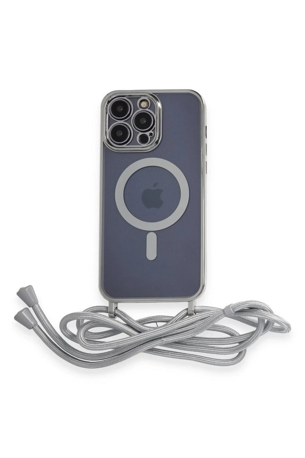Mey İthalat®  iPhone 12 Pro Kılıf Divo Lazer Askılı Magsafe Kapak - Gümüş