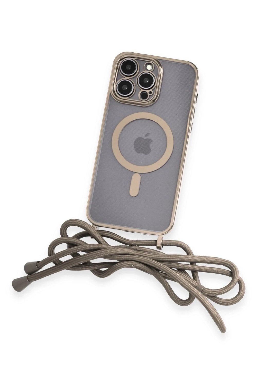 Mey İthalat®  iPhone 12 Pro Kılıf Divo Lazer Askılı Magsafe Kapak - Gold