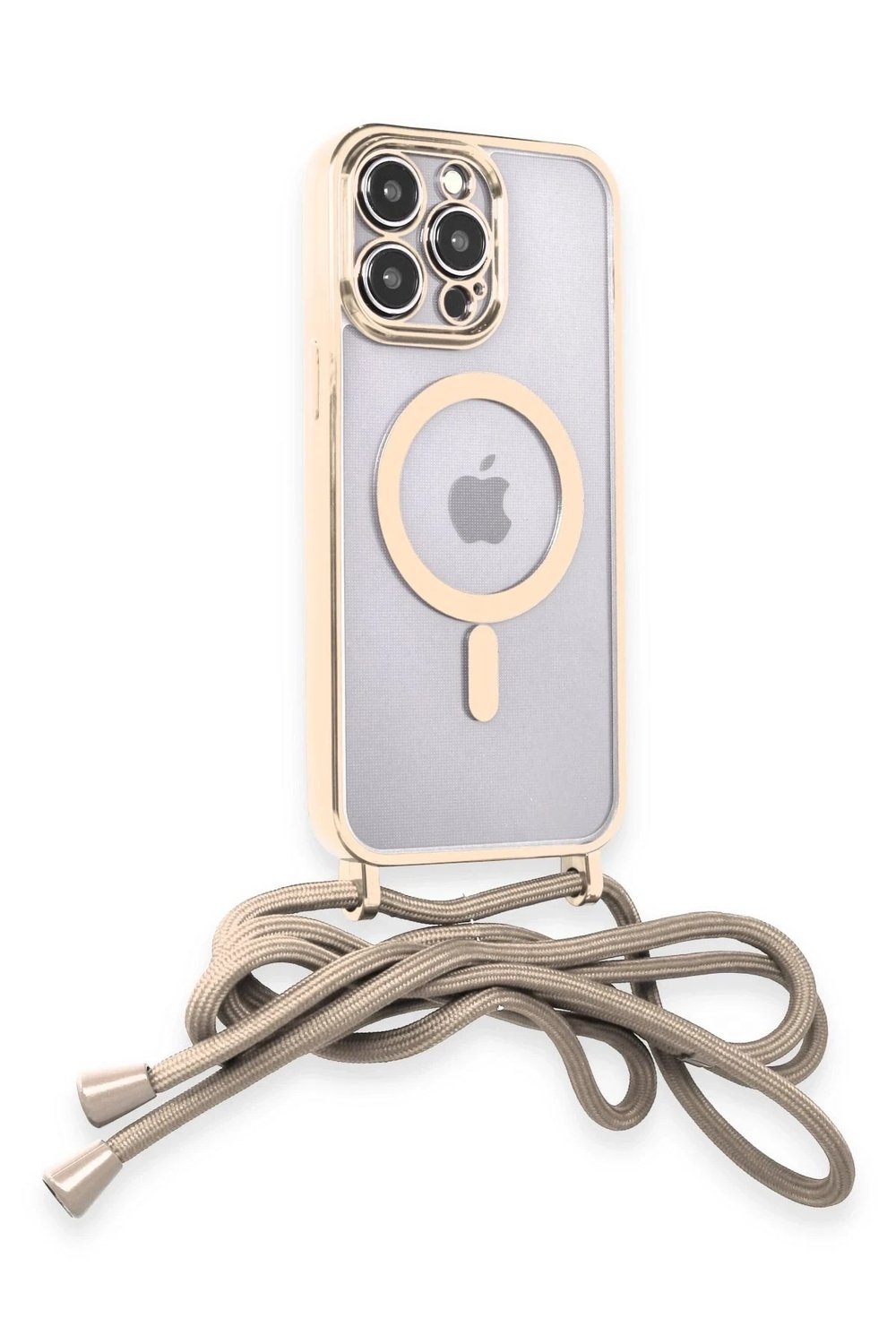 Mey İthalat®  iPhone 12 Pro Kılıf Divo Lazer Askılı Magsafe Kapak - Gold