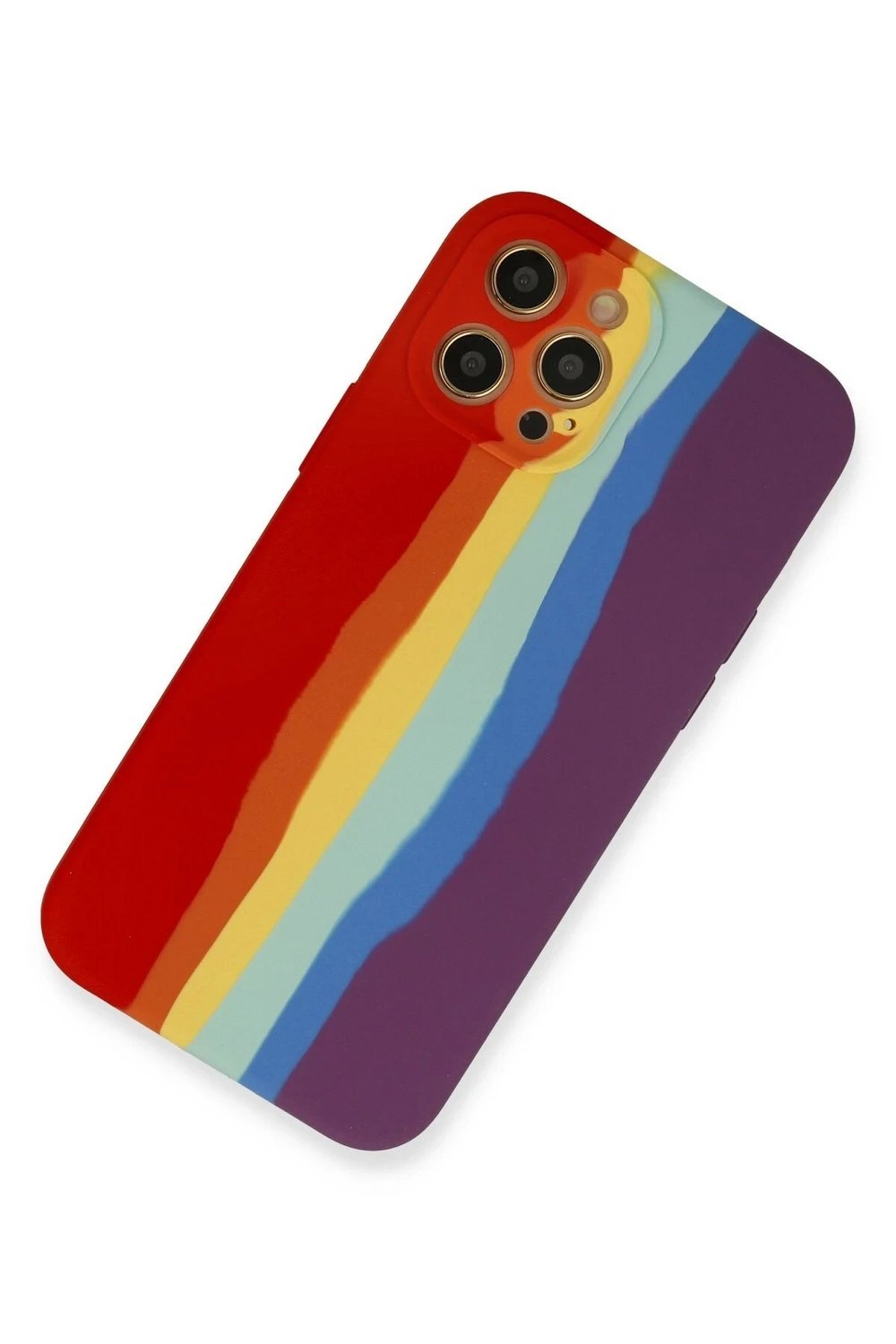 Mey İthalat®  iPhone 12 Pro Kılıf Ebruli Lansman Silikon - Kırmızı-Mor