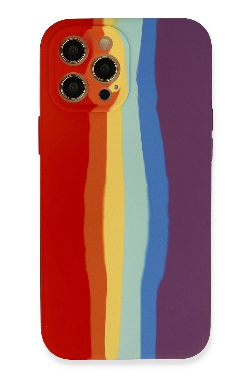 Mey İthalat®  iPhone 12 Pro Kılıf Ebruli Lansman Silikon - Kırmızı-Mor