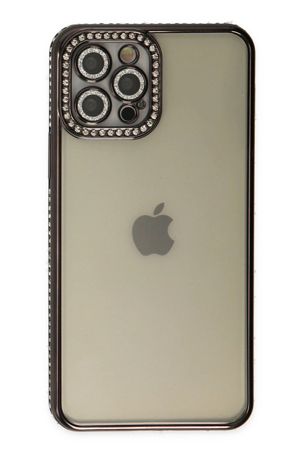 Mey İthalat®  iPhone 12 Pro Kılıf Joke Taşlı Silikon - Siyah