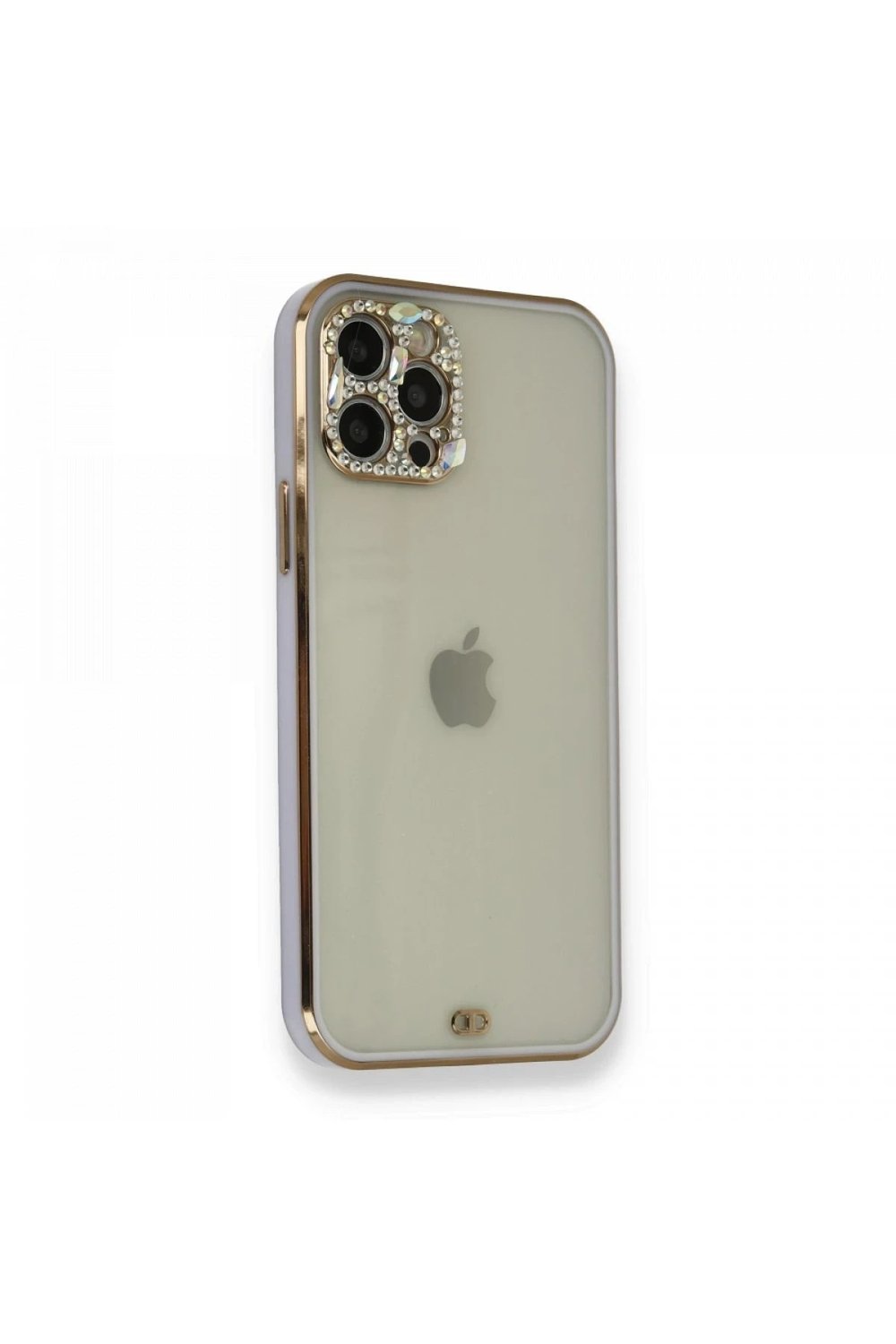 Mey İthalat®  iPhone 12 Pro Kılıf Liva Taşlı Silikon - Mor