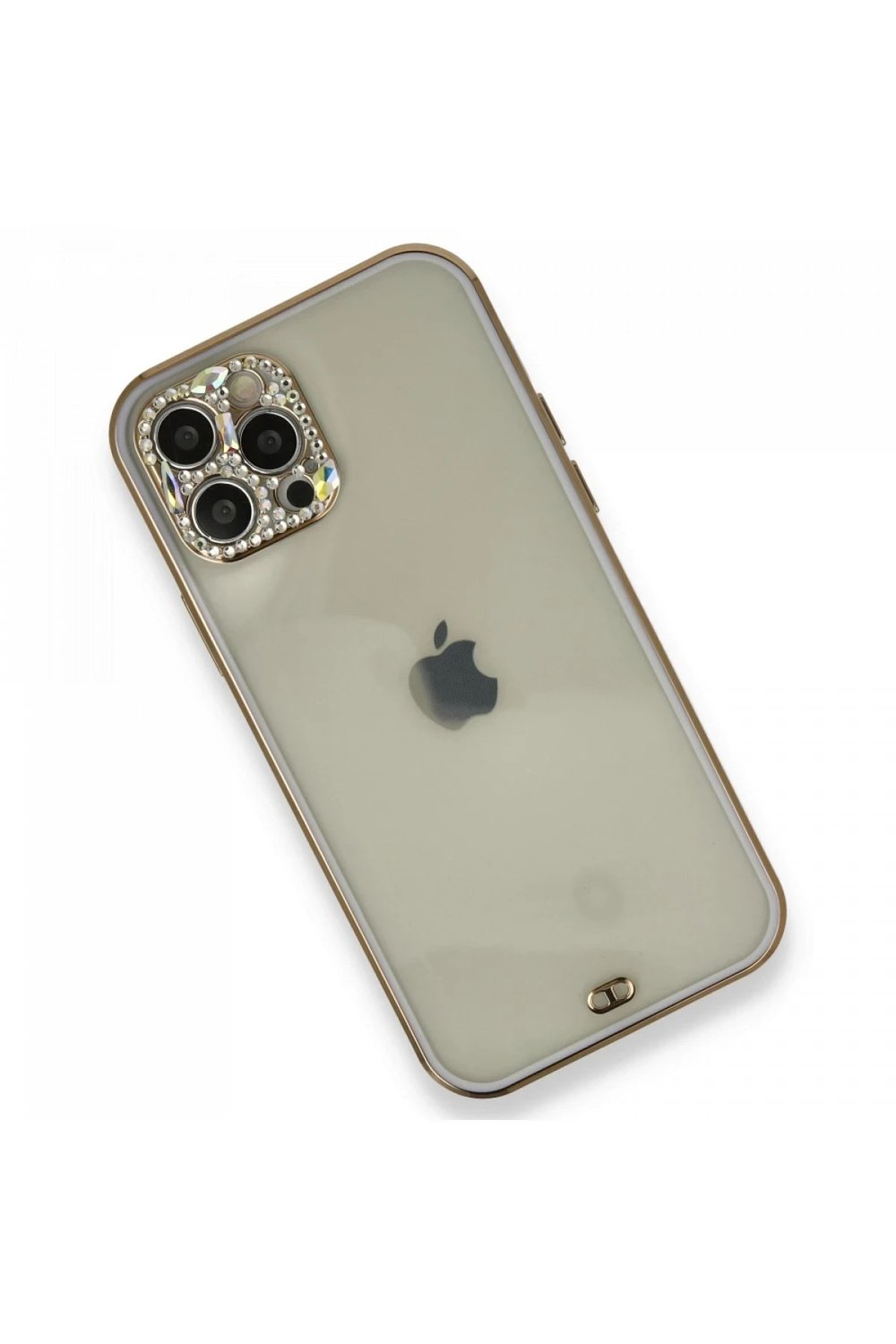Mey İthalat®  iPhone 12 Pro Kılıf Liva Taşlı Silikon - Mor