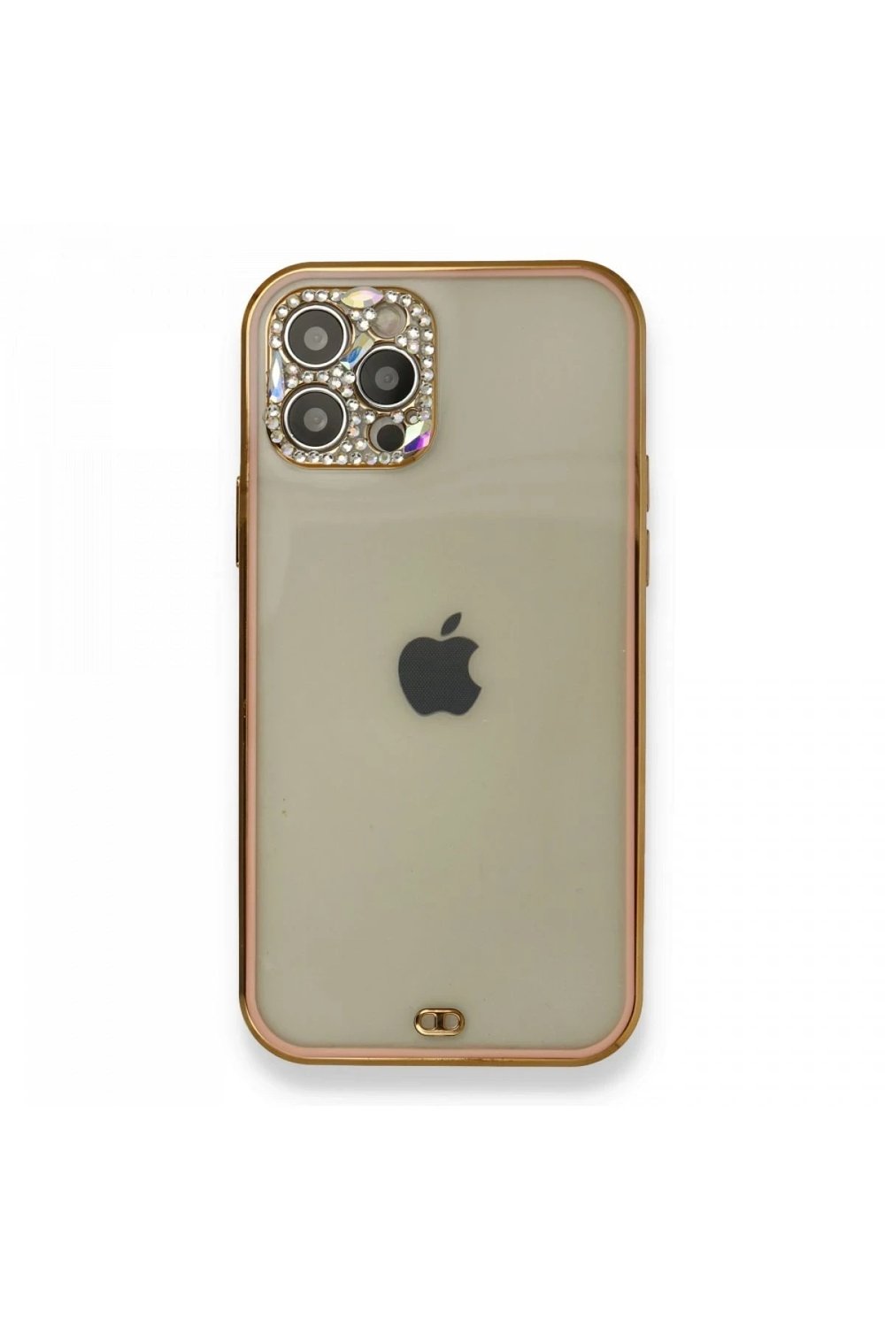 Mey İthalat®  iPhone 12 Pro Kılıf Liva Taşlı Silikon - Pembe