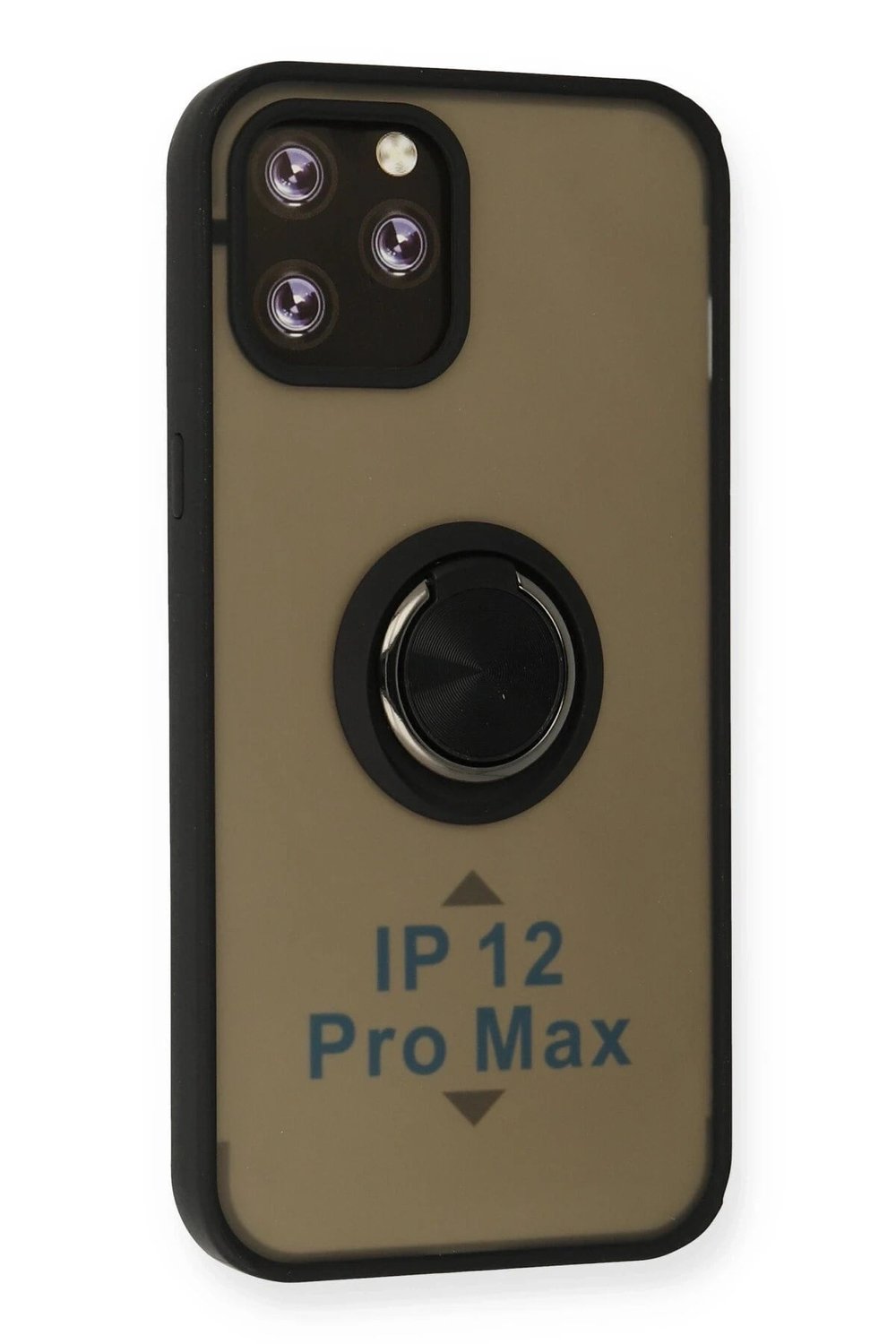 Mey İthalat®  iPhone 12 Pro Kılıf Montreal Yüzüklü Silikon Kapak - Siyah