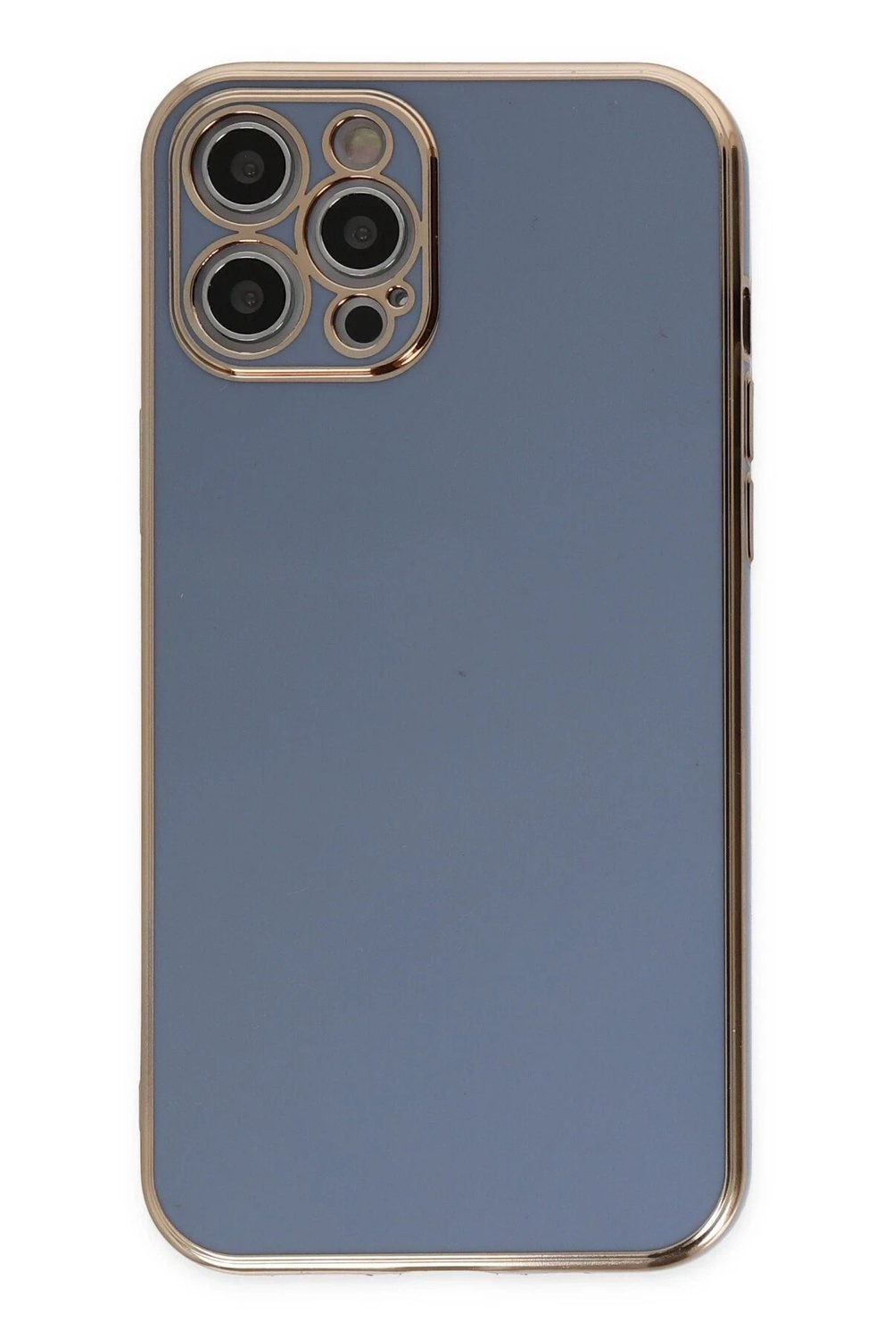 Mey İthalat®  iPhone 12 Pro Kılıf Volet Silikon - Mavi