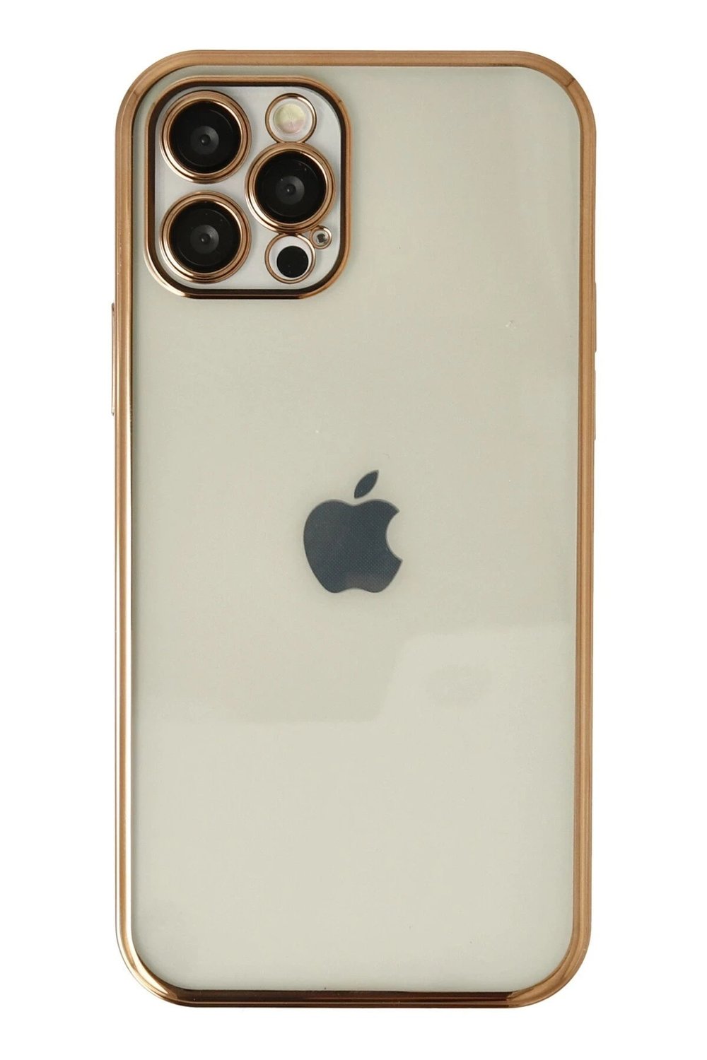 Mey İthalat®  iPhone 12 Pro Max Kılıf  Lensli Silikon - Gold