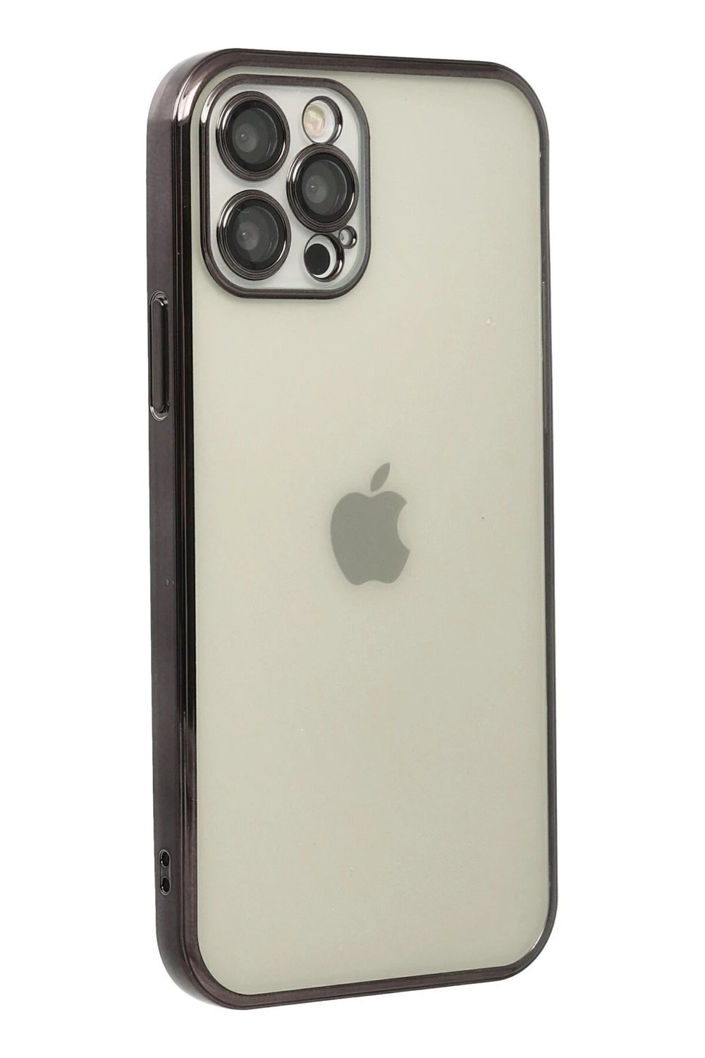 Mey İthalat®  iPhone 12 Pro Max Kılıf  Lensli Silikon - Siyah